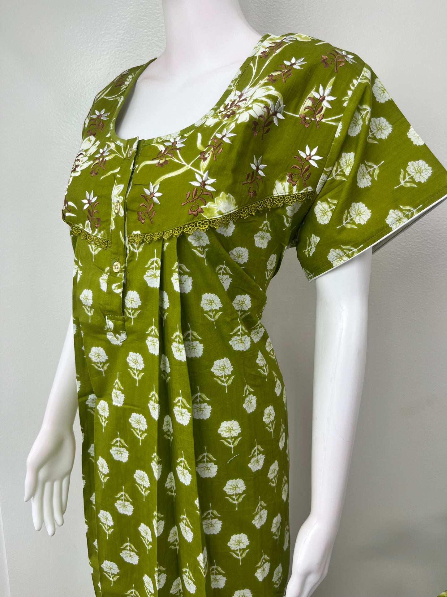 Sage Green Pure Cotton Nighty Soft & Comfortable
