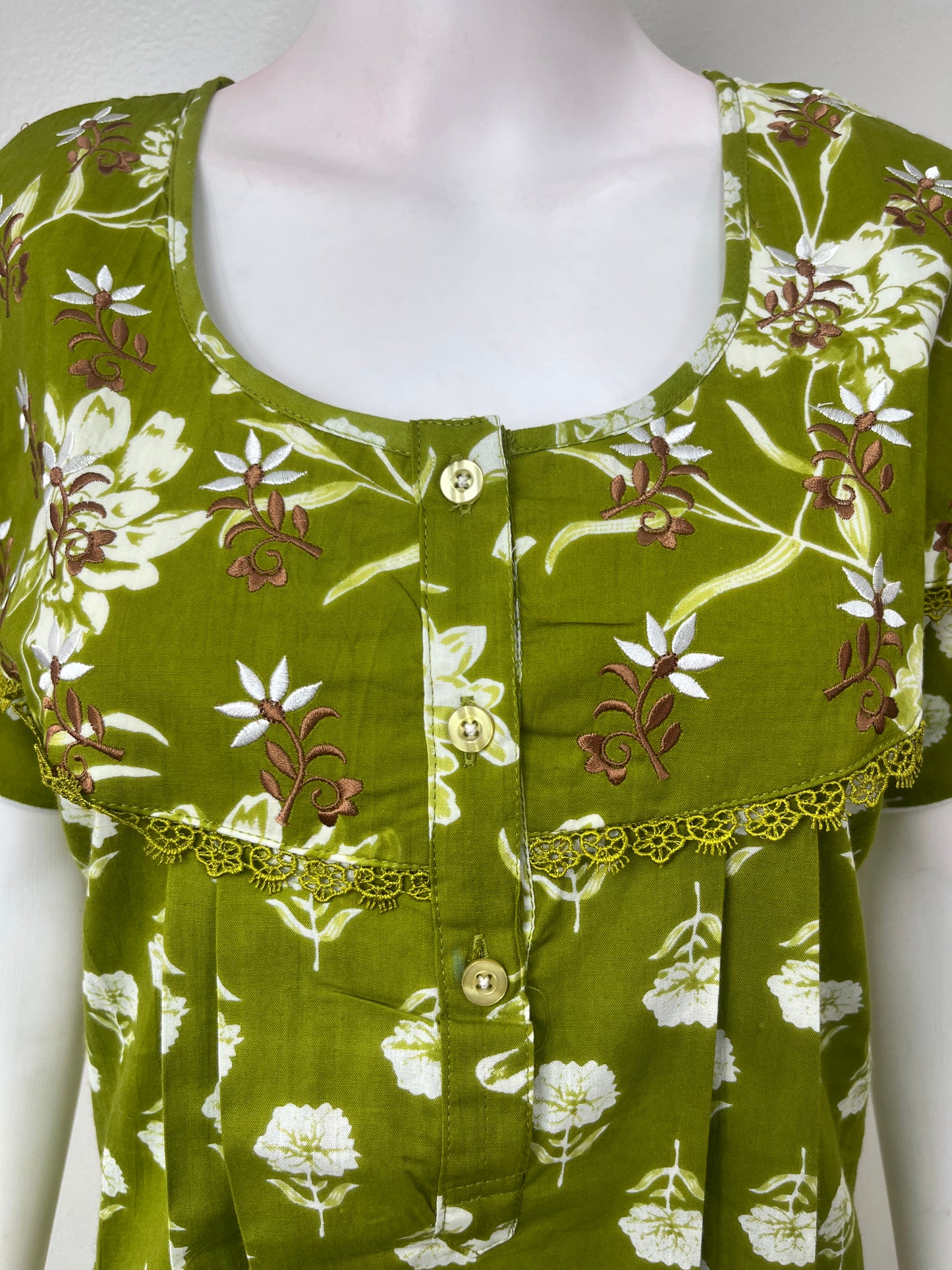 Sage Green Pure Cotton Nighty Soft & Comfortable