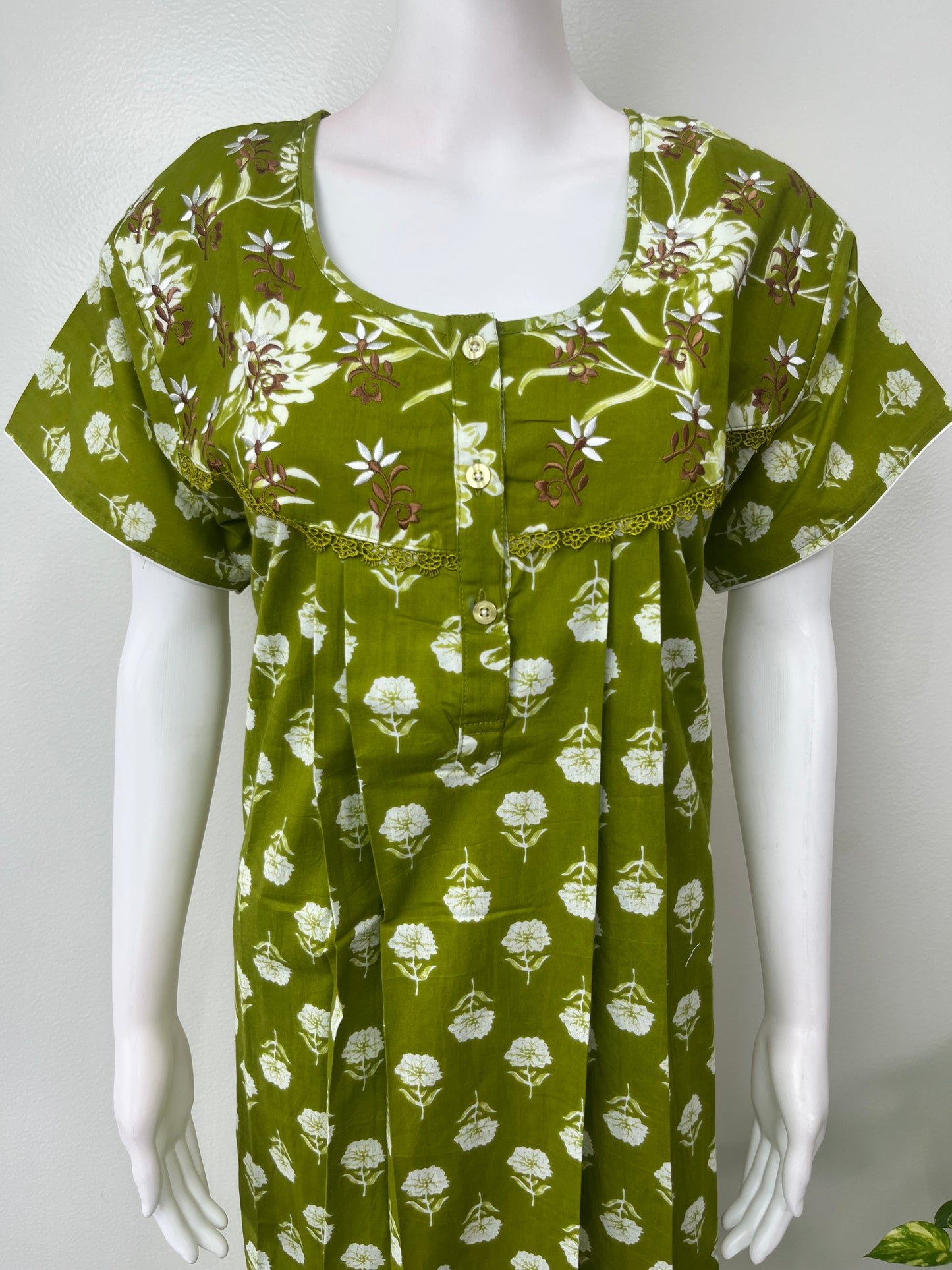 Sage Green Pure Cotton Nighty Soft & Comfortable