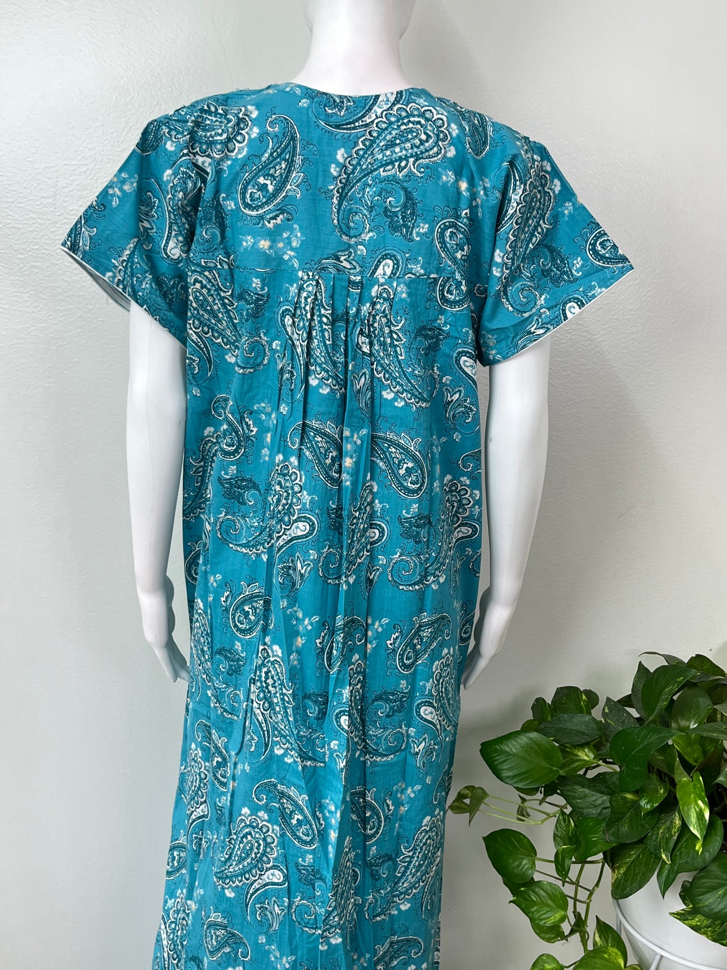 Teal Blue 100% Cotton Women's Nightgown
