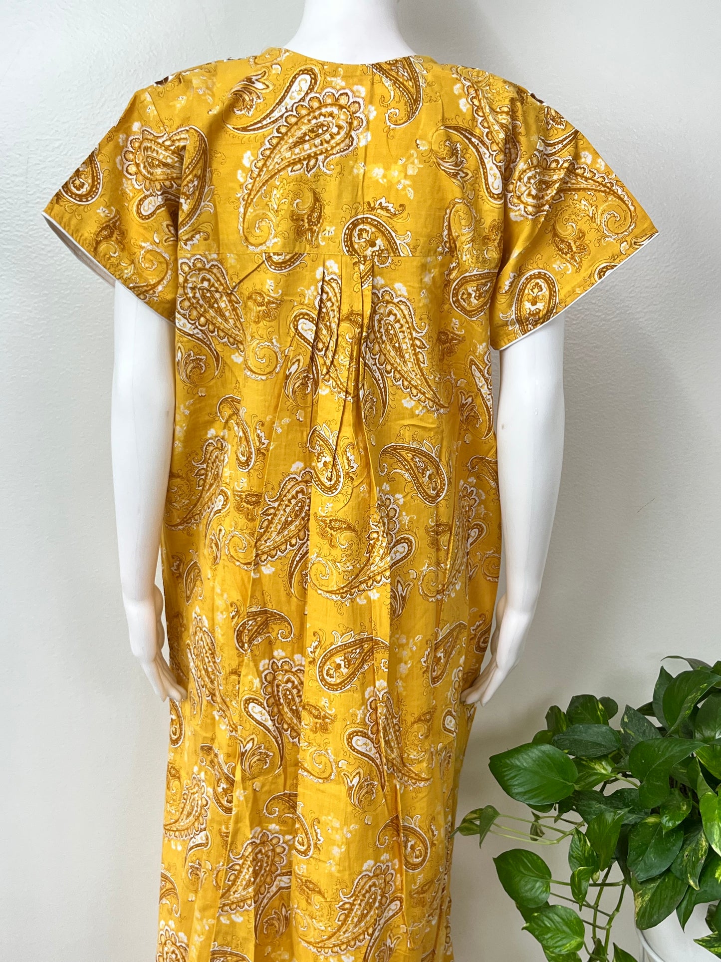 Mustard Embroidered 100% Cotton Nightgown