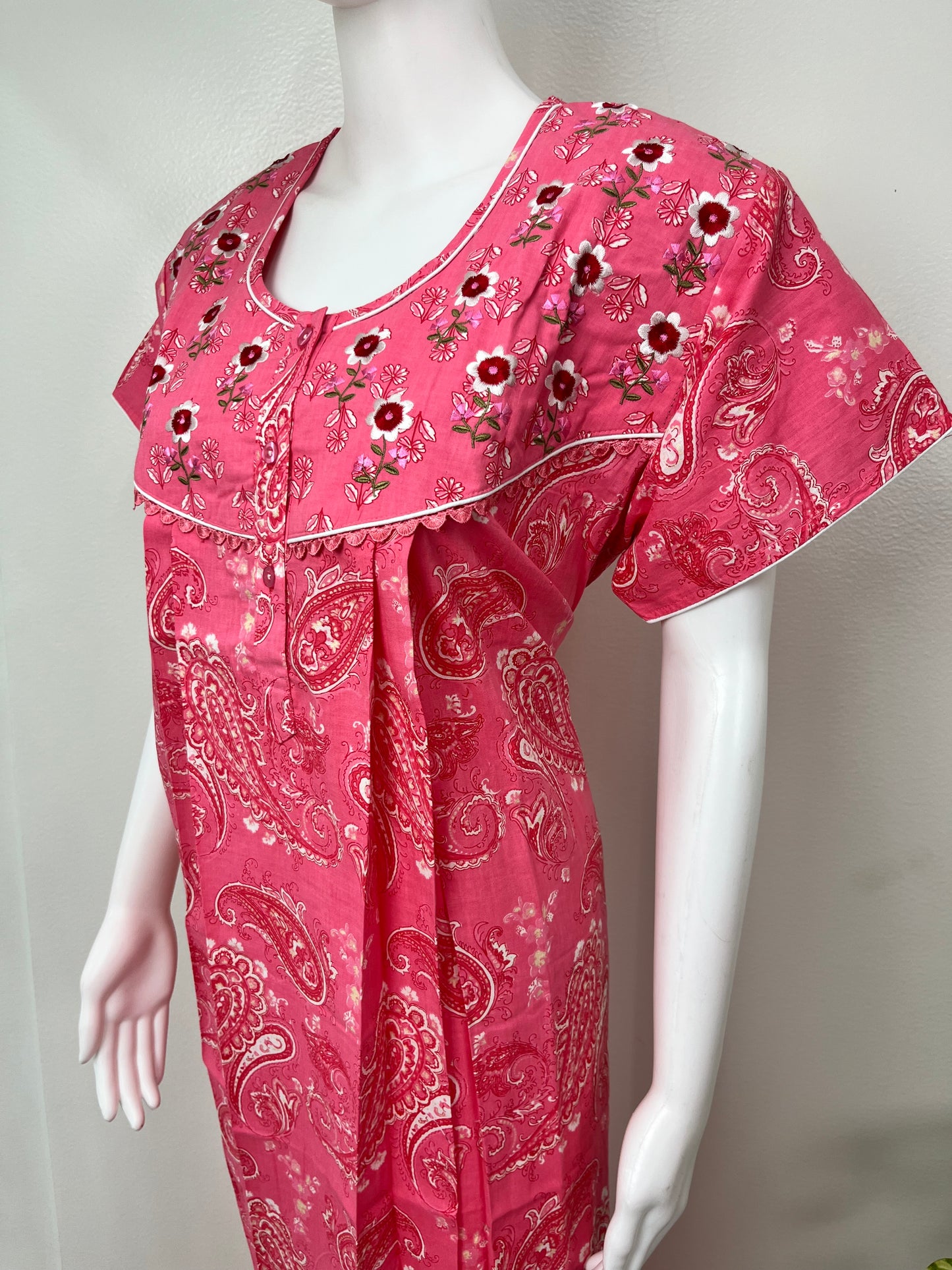 Pink 100% Cotton Nighty for Women