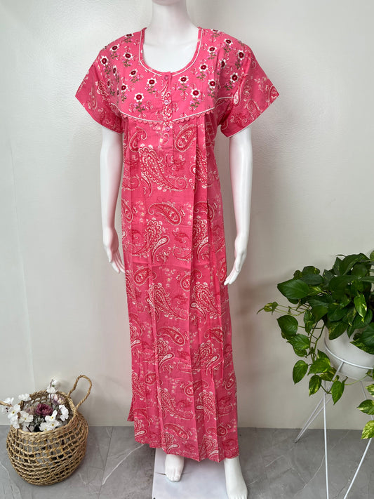 Pink 100% Cotton Nighty for Women