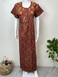Maroon Pure Cotton Embroidered Women's Nighty