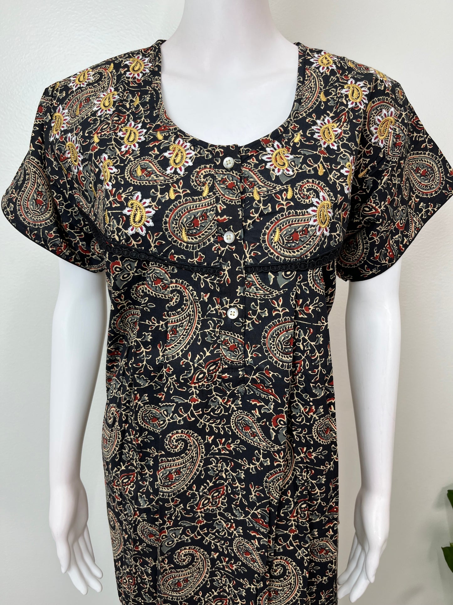 Black Pure Cotton Nighty for Women
