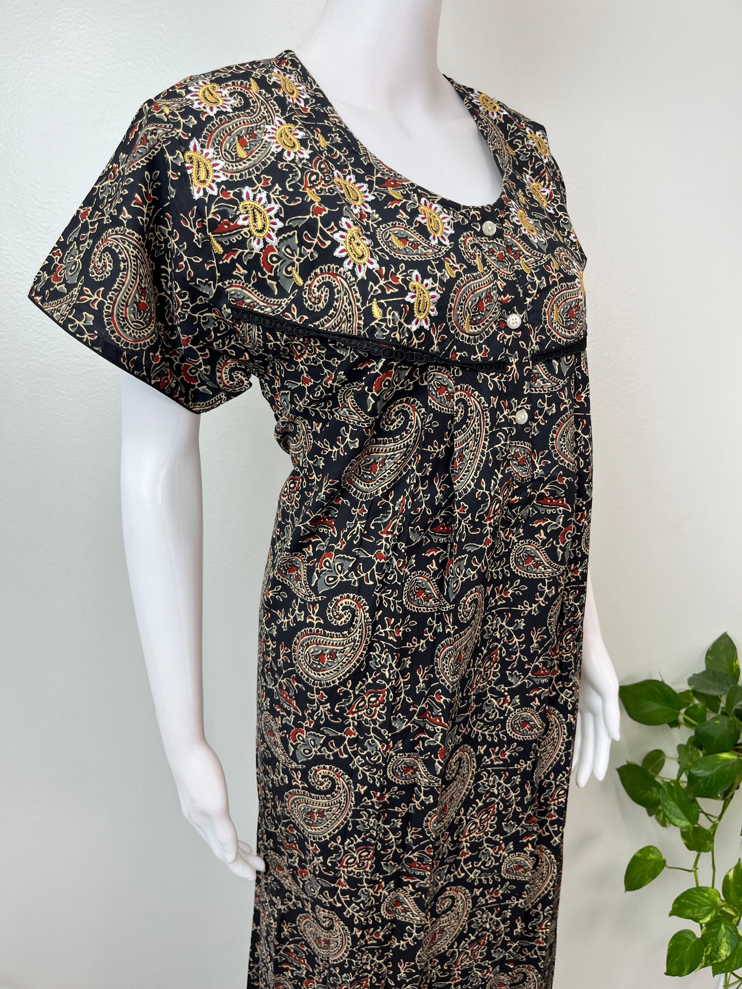 Black Pure Cotton Nighty for Women
