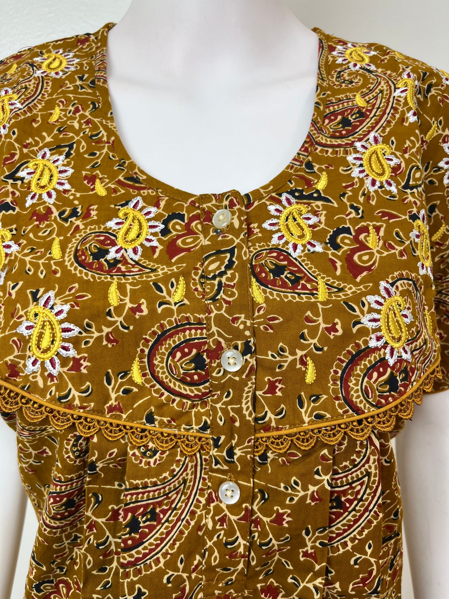 Mustard 100% Cotton Nightgown Soft & Comfortable