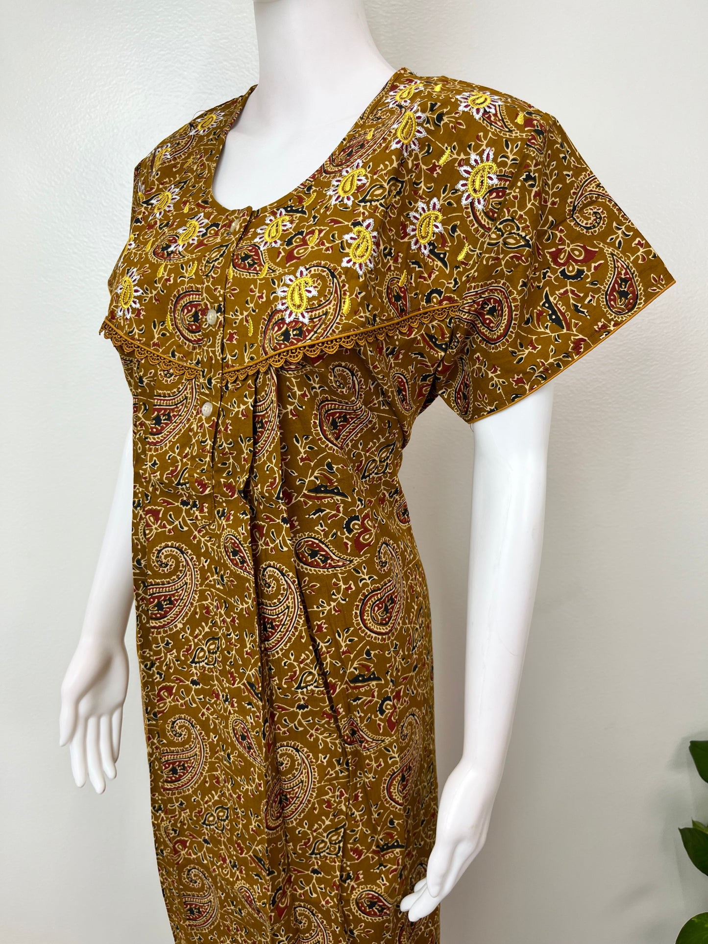Mustard 100% Cotton Nightgown Soft & Comfortable