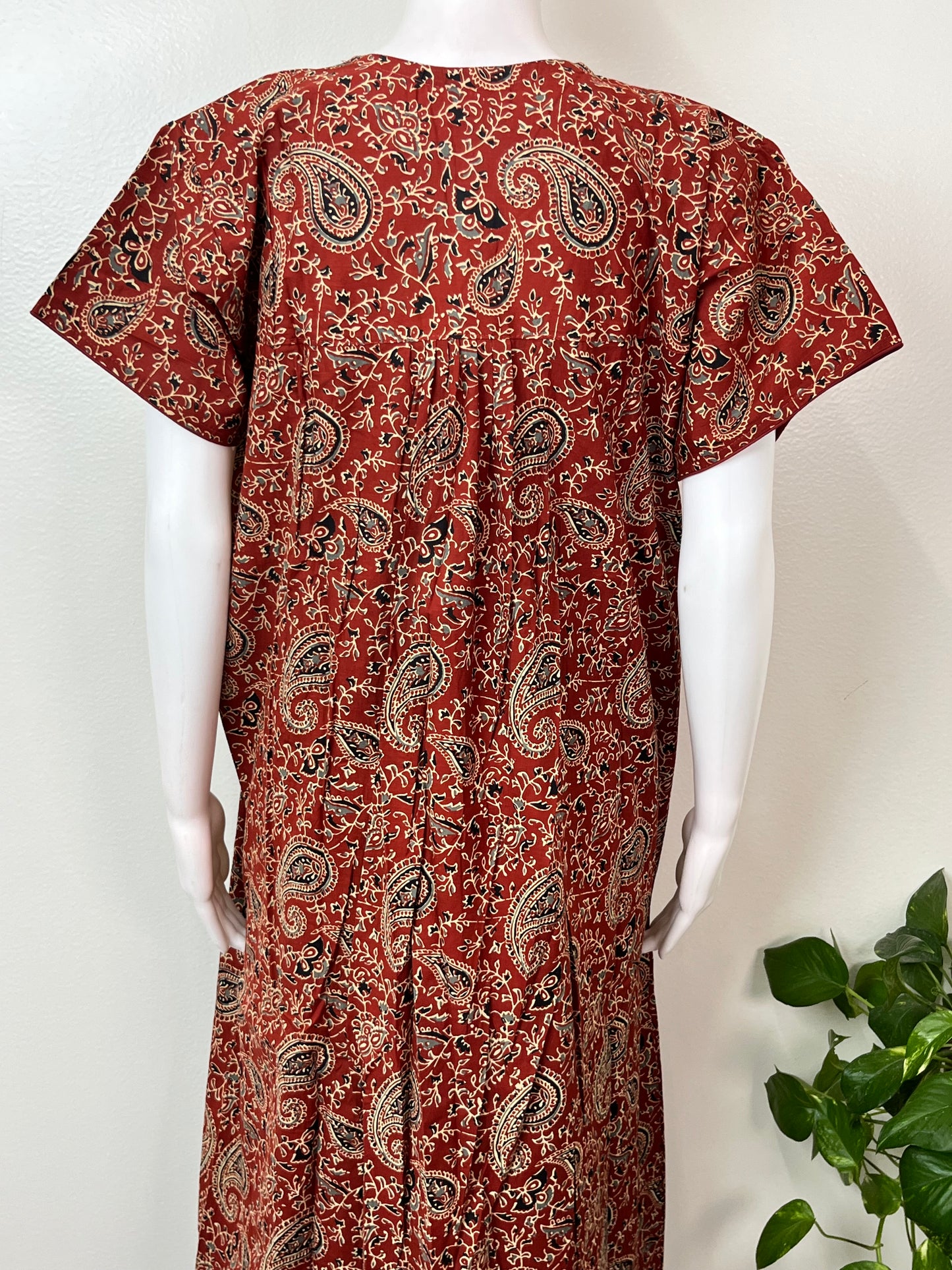 Maroon Pure Cotton Embroidered Women's Nighty