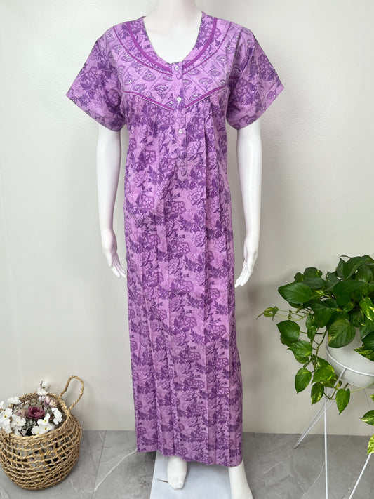 Purple Pure Cotton Nighty Soft & Breathable