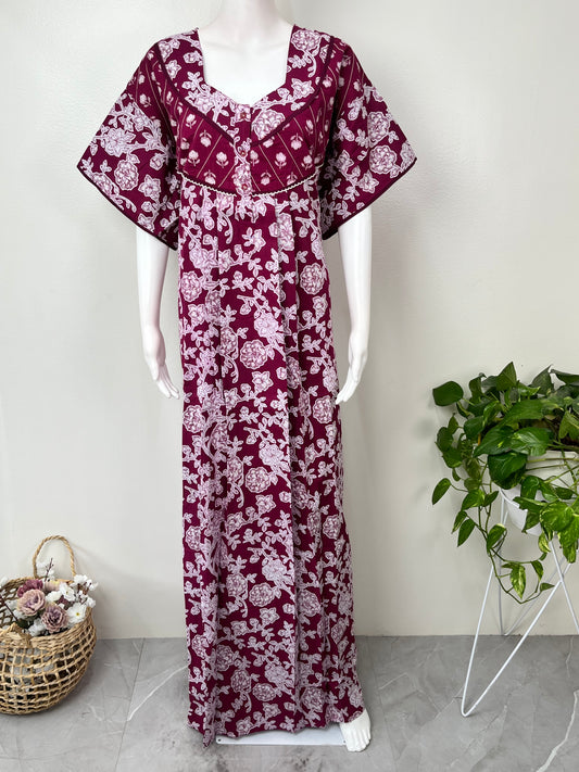 Floral Printed Pure Cotton Nighty