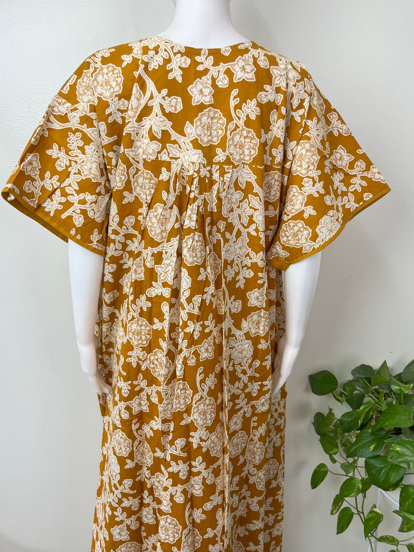 Mustard Pleated Style Nightgown Soft & Comfortable