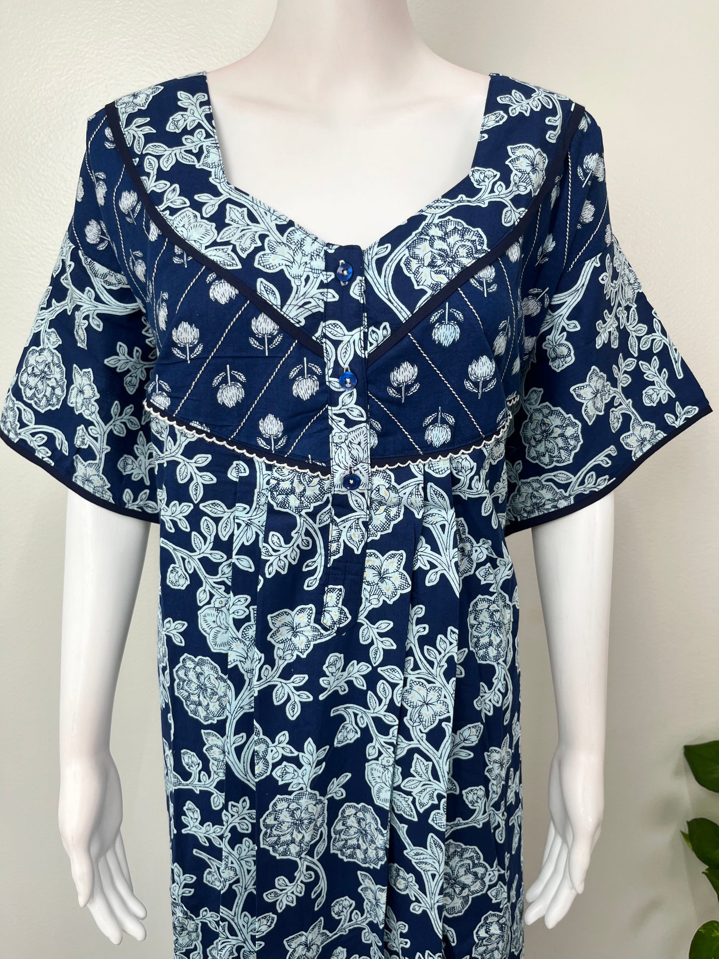 Royal Blue 100% Cotton Women's Nightgown