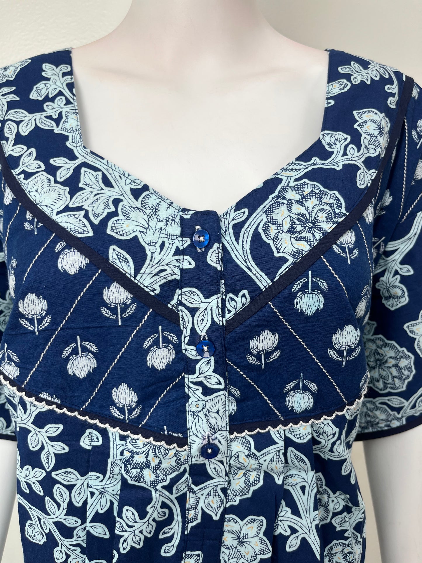 Royal Blue 100% Cotton Women's Nightgown
