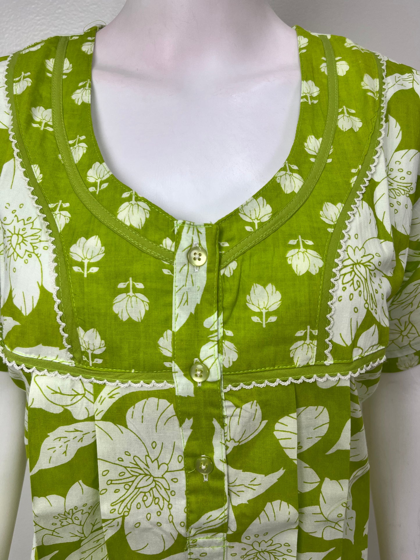 Lime Green Pure Cotton Nightgown for Women