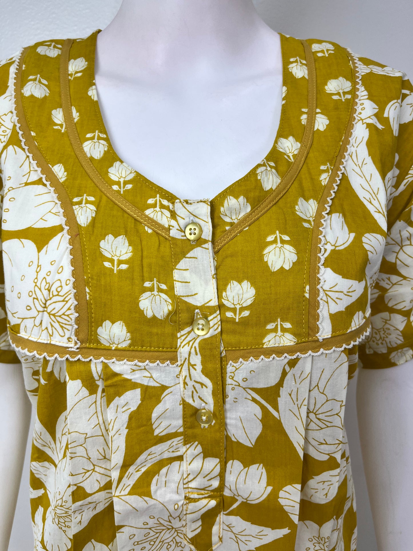 Yellow 100% Cotton Nightgown Soft & Breathable