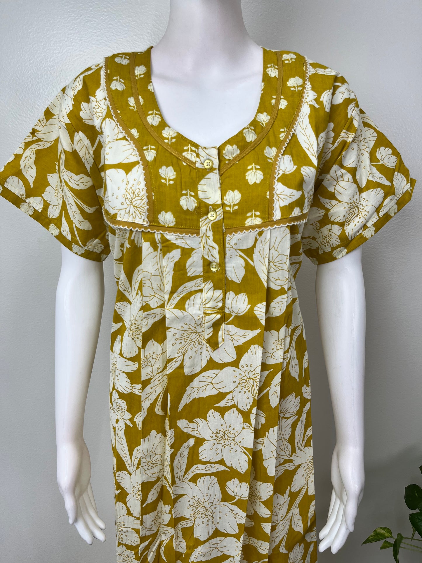 Yellow 100% Cotton Nightgown Soft & Breathable
