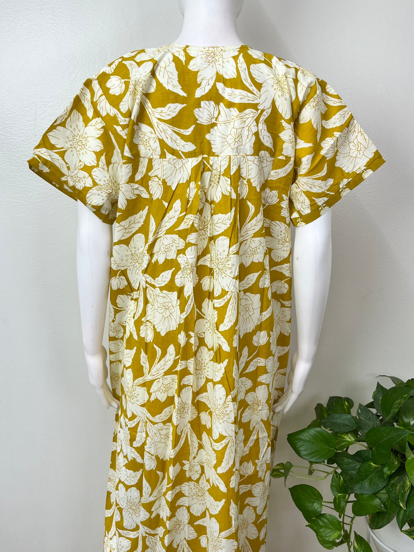 Yellow 100% Cotton Nightgown Soft & Breathable