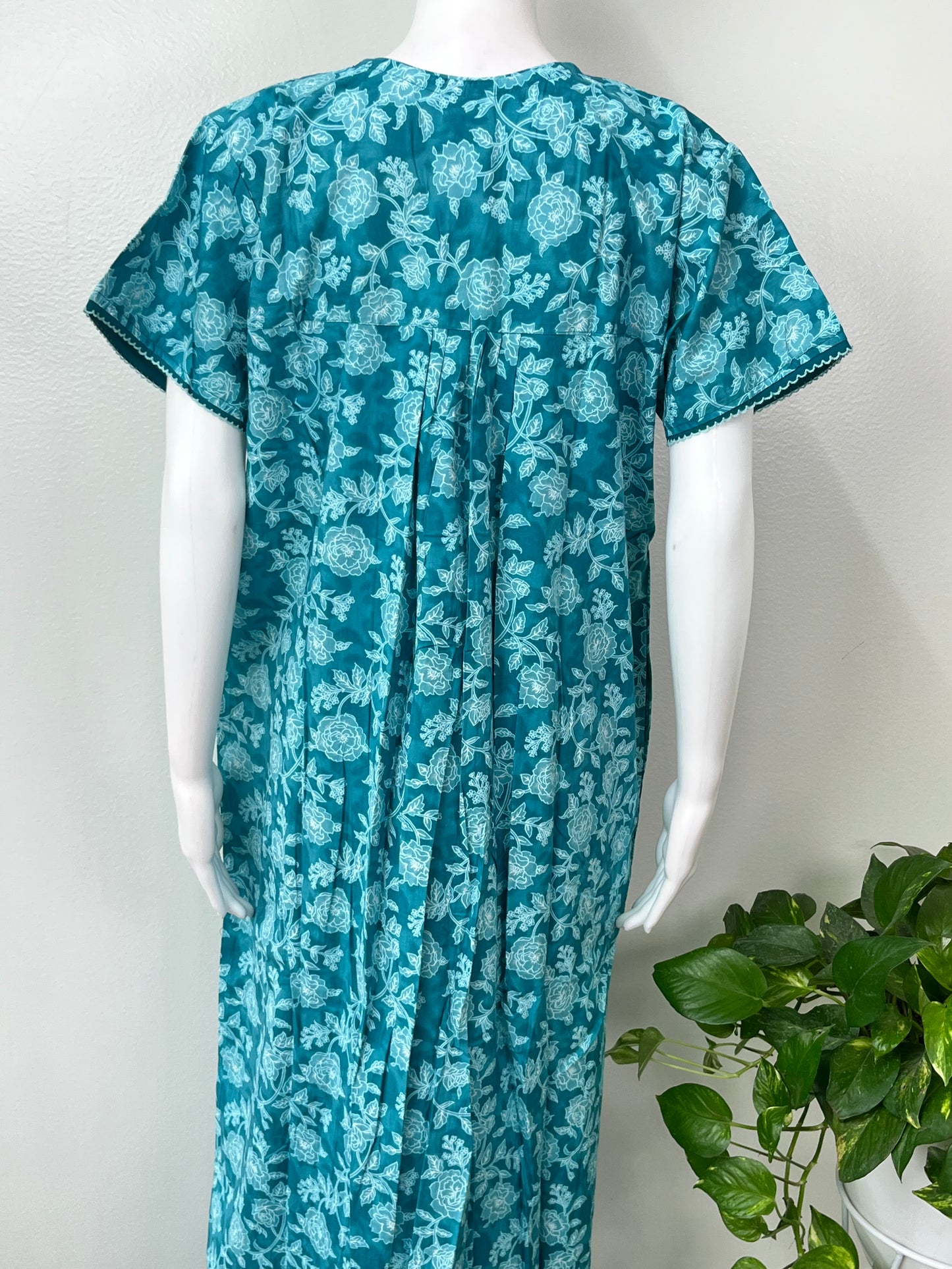 Teal Blue 100% Cotton Women's Nighty