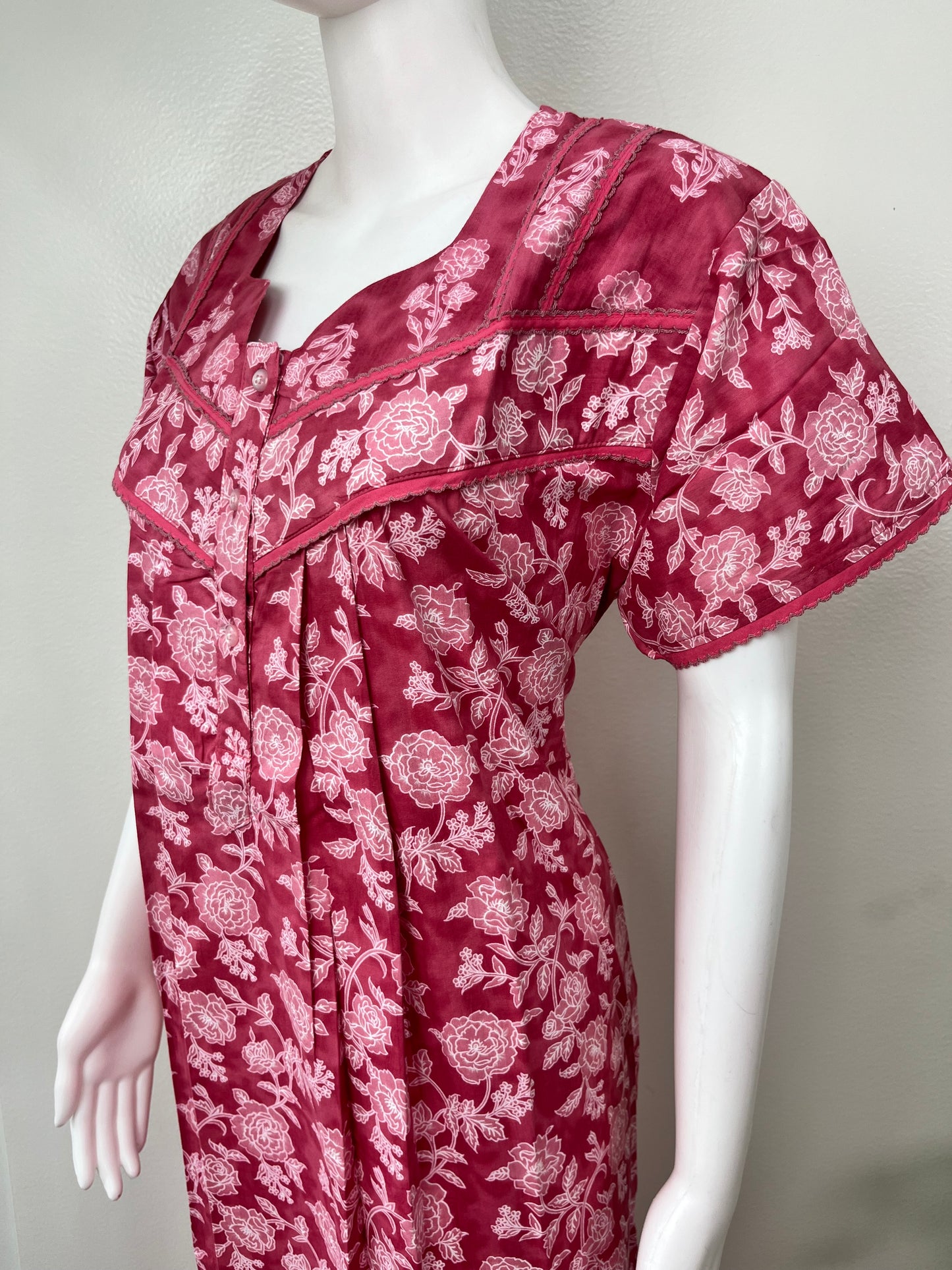 Pink Pure Cotton Nightgown Soft & Comfortable