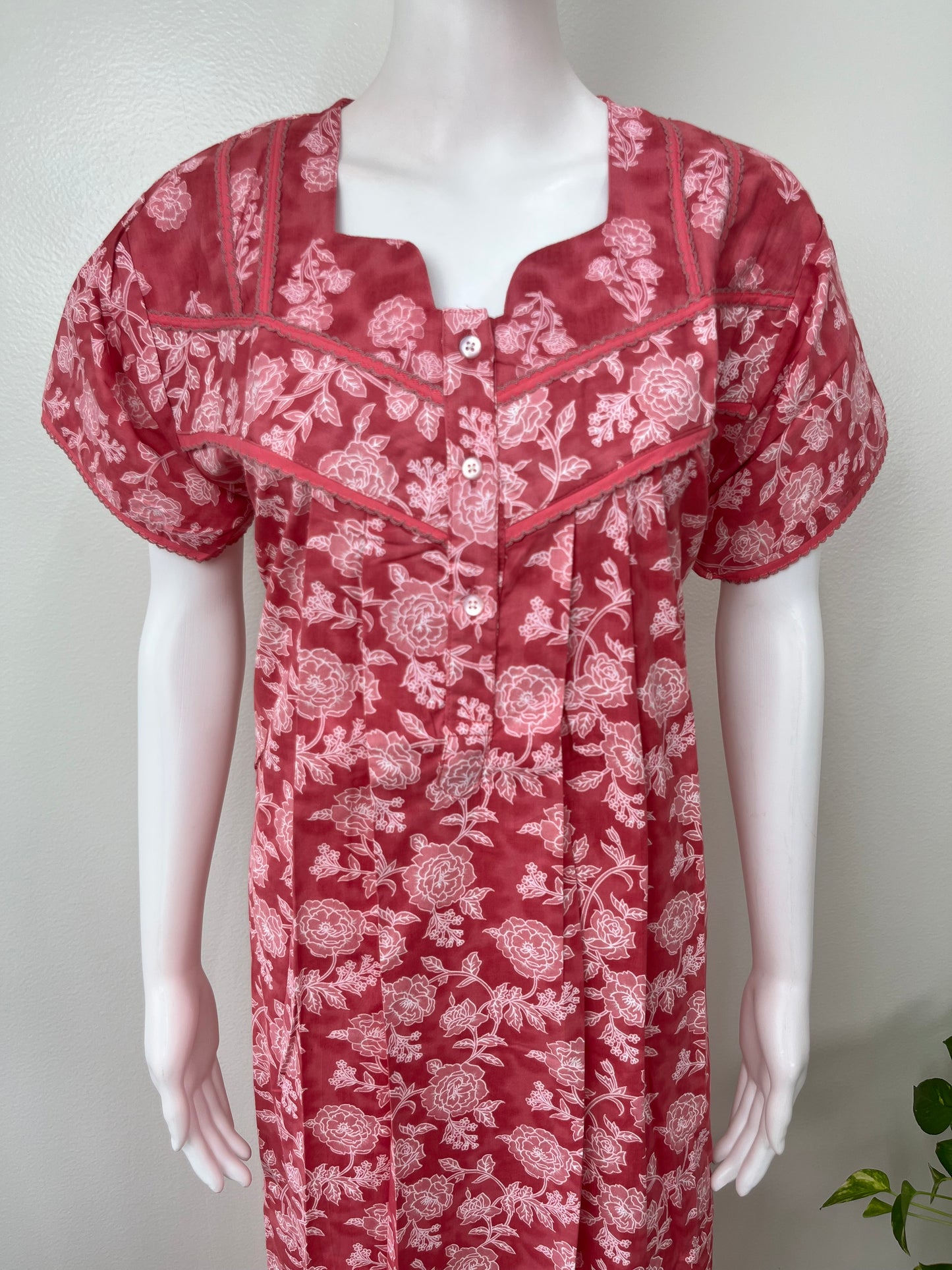 Pink Pure Cotton Nightgown Soft & Comfortable