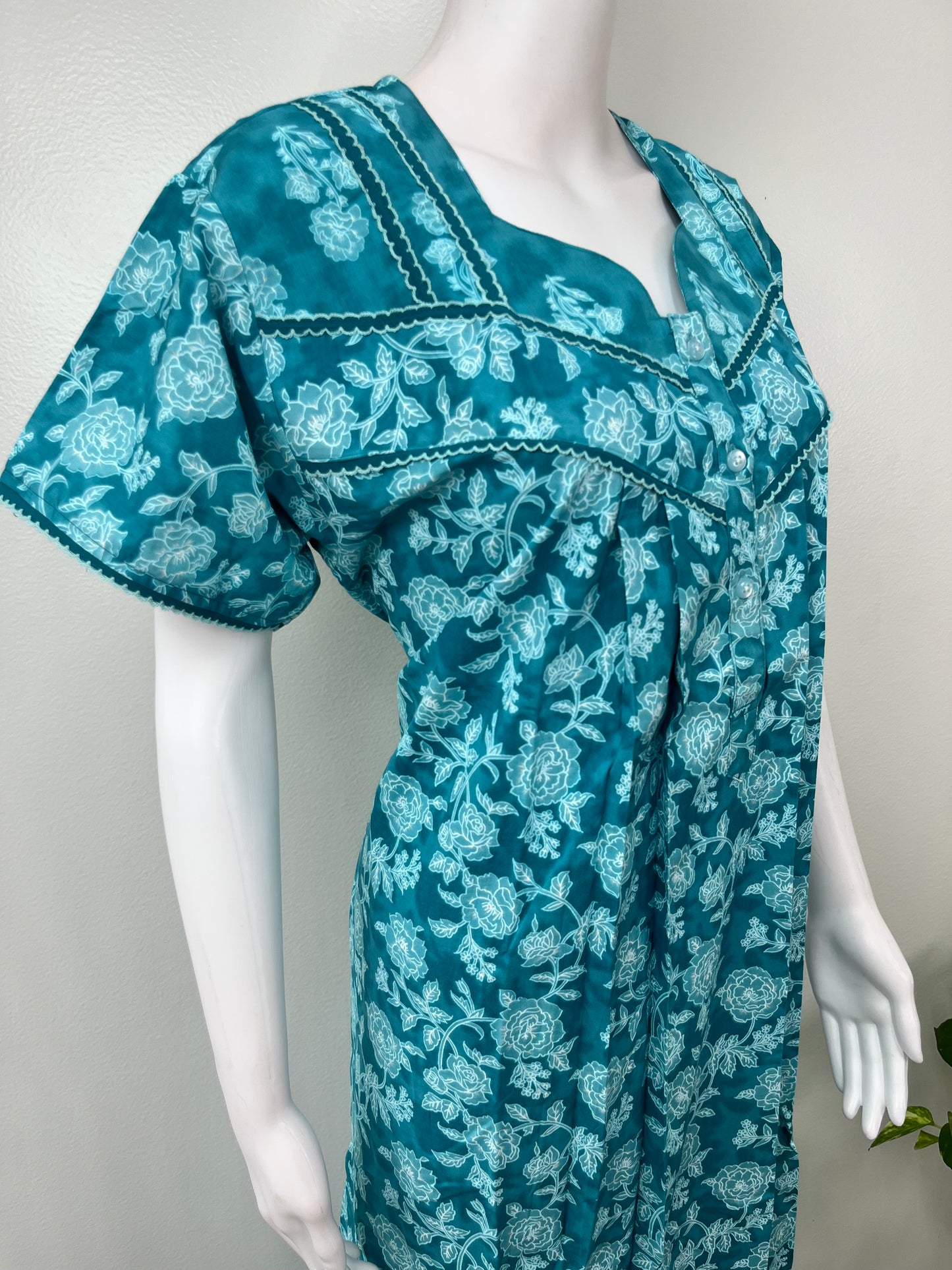 Teal Blue 100% Cotton Women's Nighty