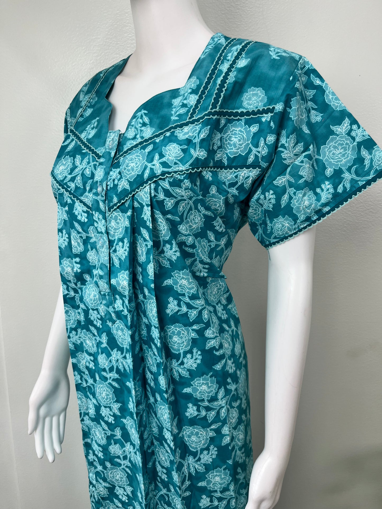 Teal Blue 100% Cotton Women's Nighty