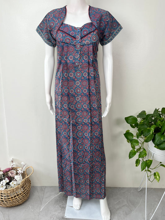 Navy Blue 100% Cotton Nighty Soft & Comfortable