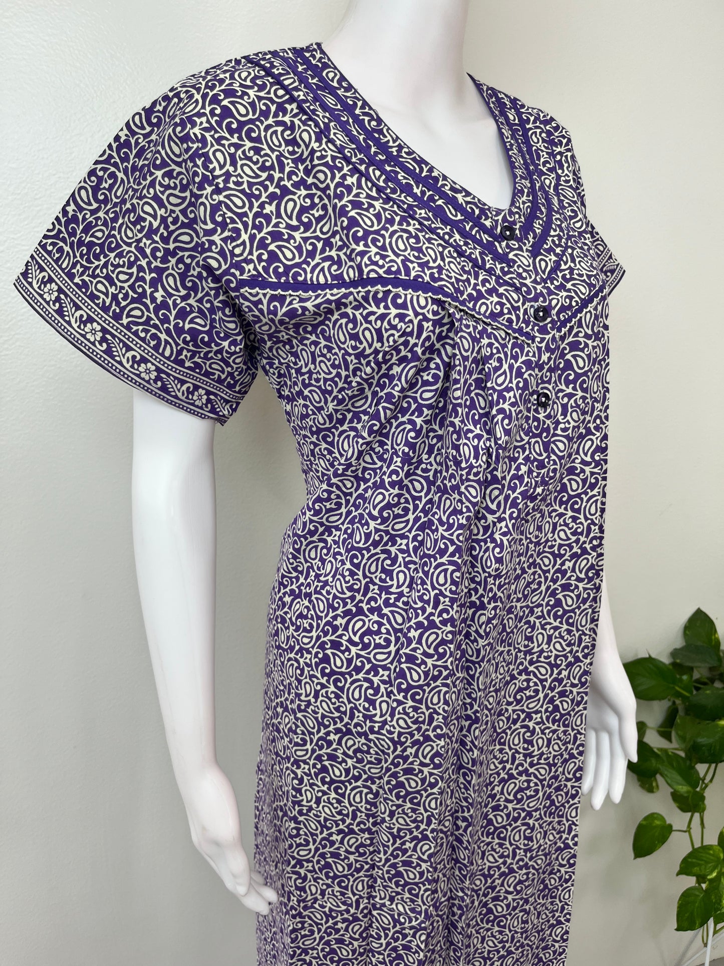 Purple 100% Cotton Women's Nightgown