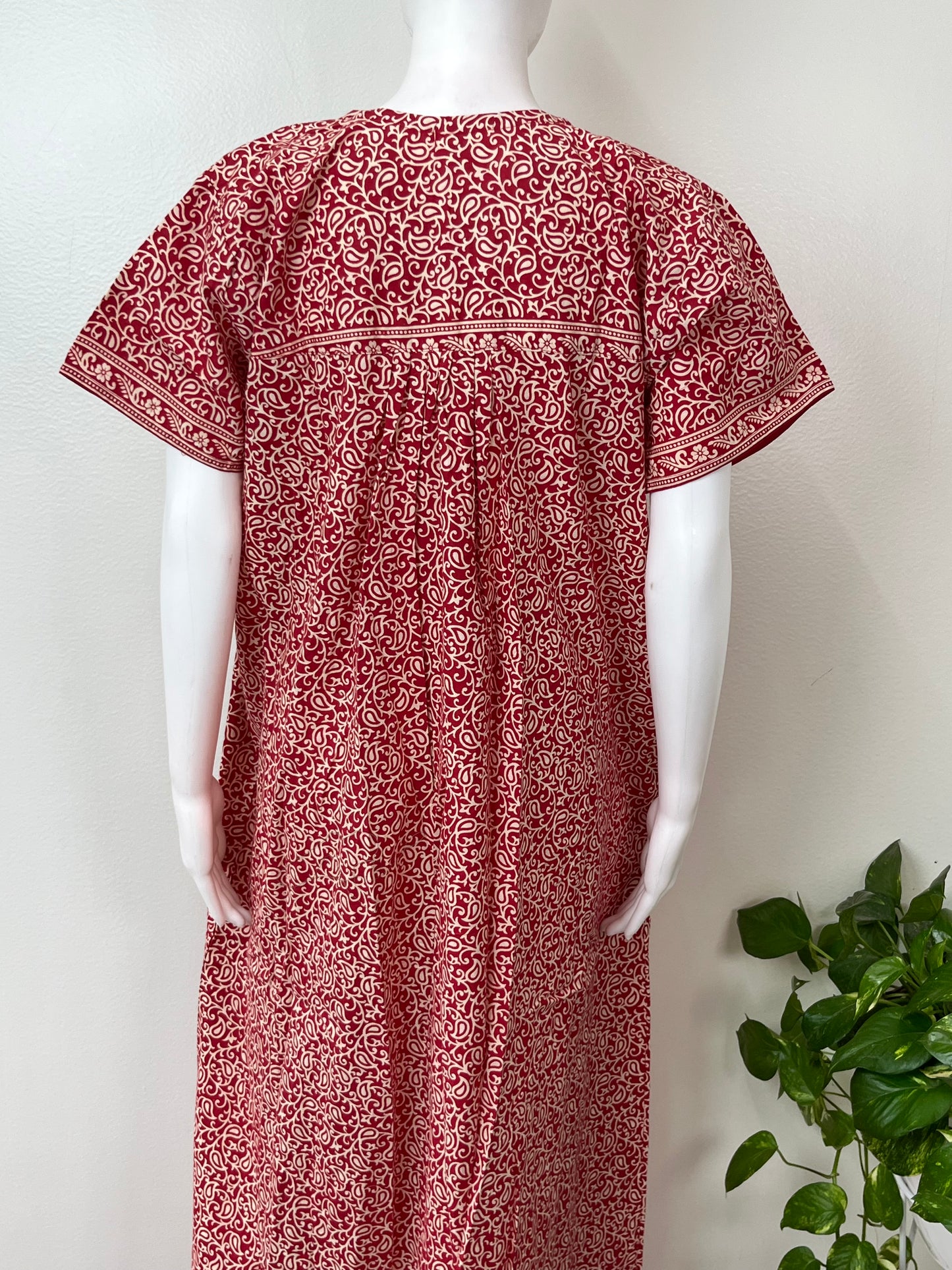 Red Pure Cotton Nighty Elegant & Breathable