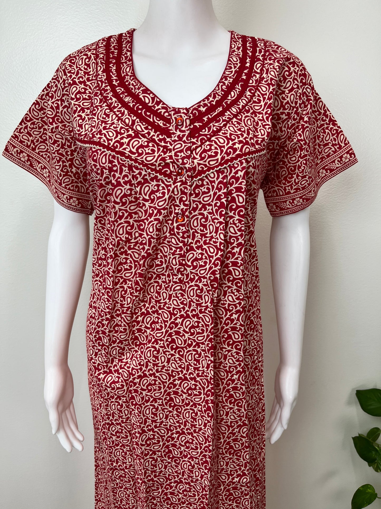 Red Pure Cotton Nighty Elegant & Breathable