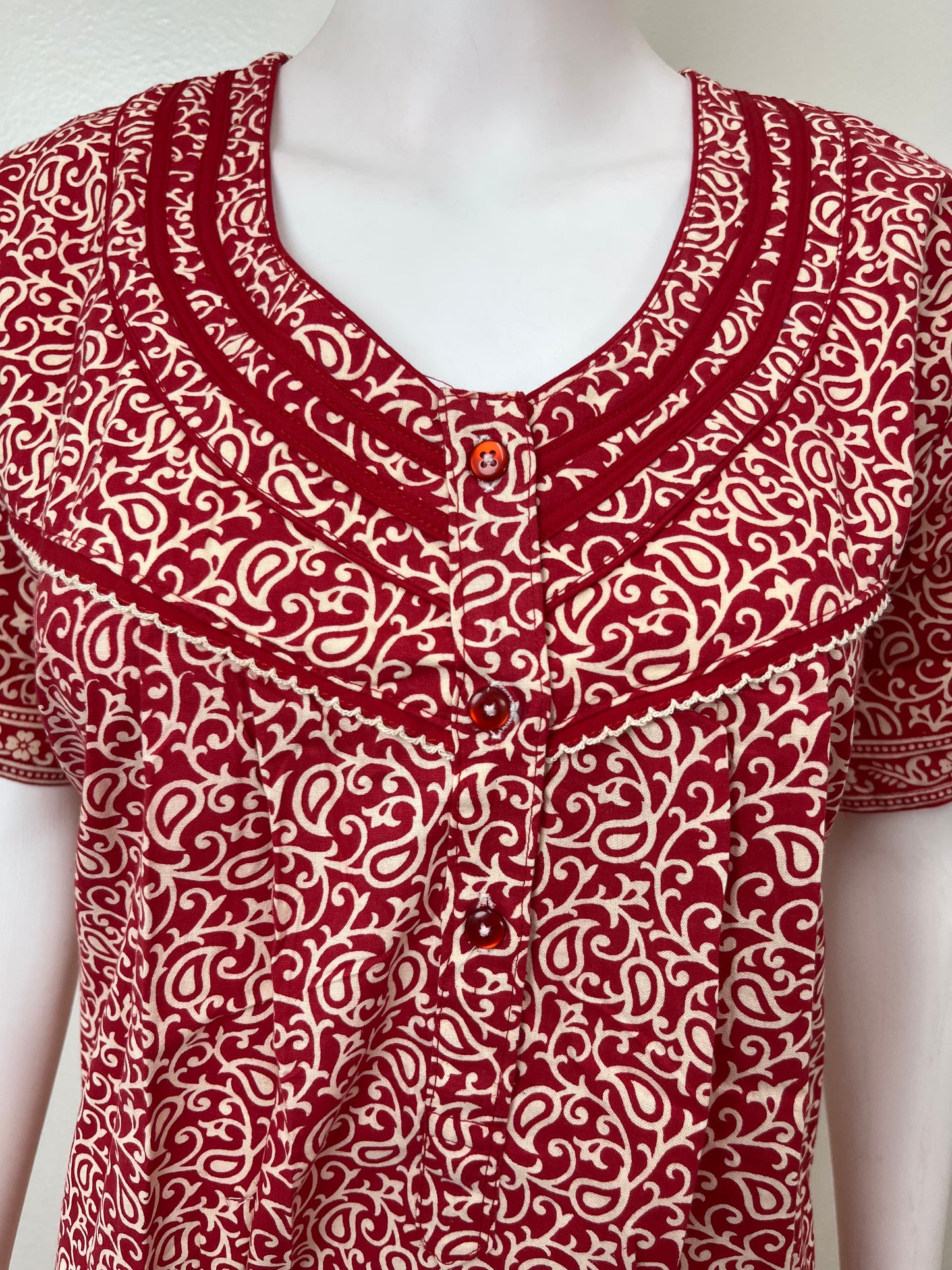 Red Pure Cotton Nighty Elegant & Breathable