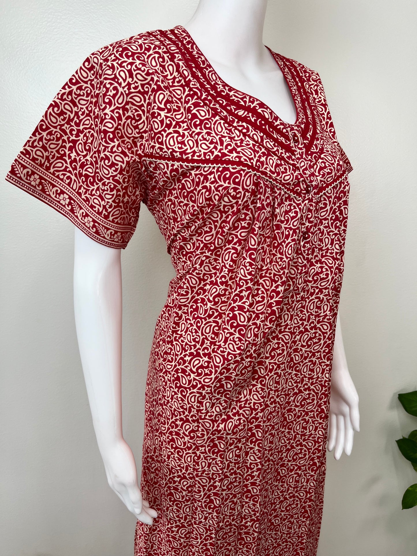 Red Pure Cotton Nighty Elegant & Breathable