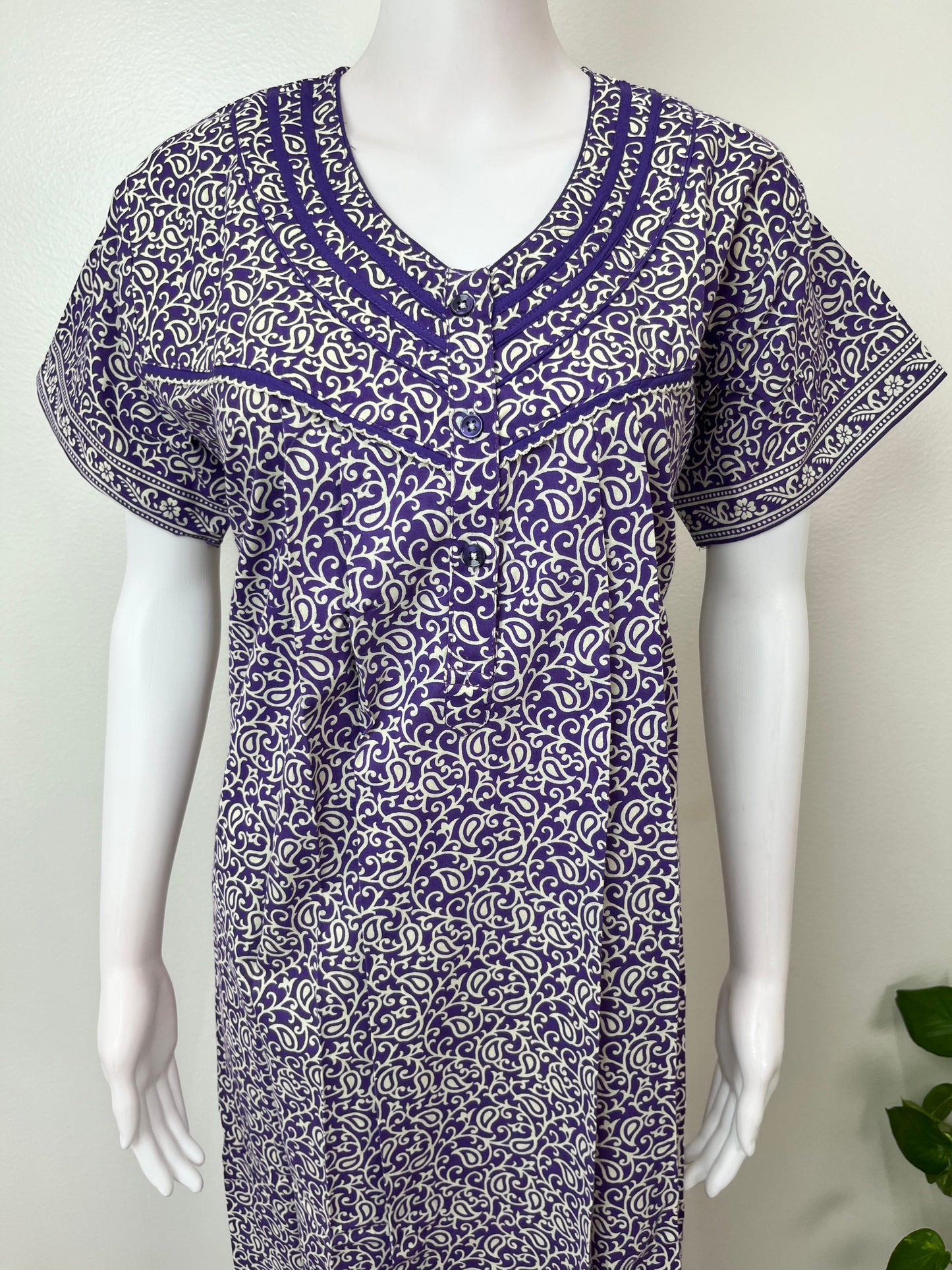 Purple 100% Cotton Women's Nightgown