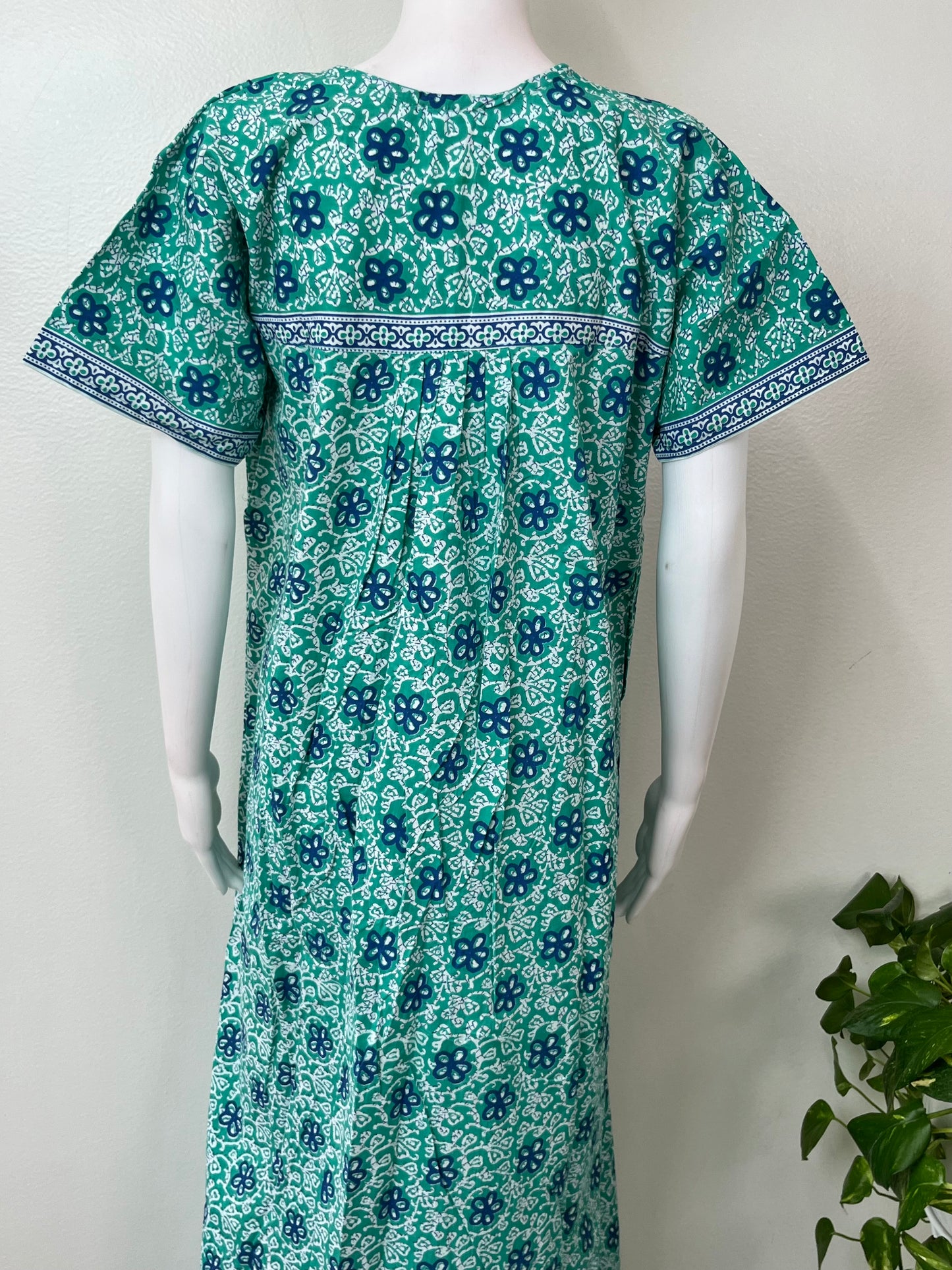 Turquoise Pure Cotton Nightgown for Women