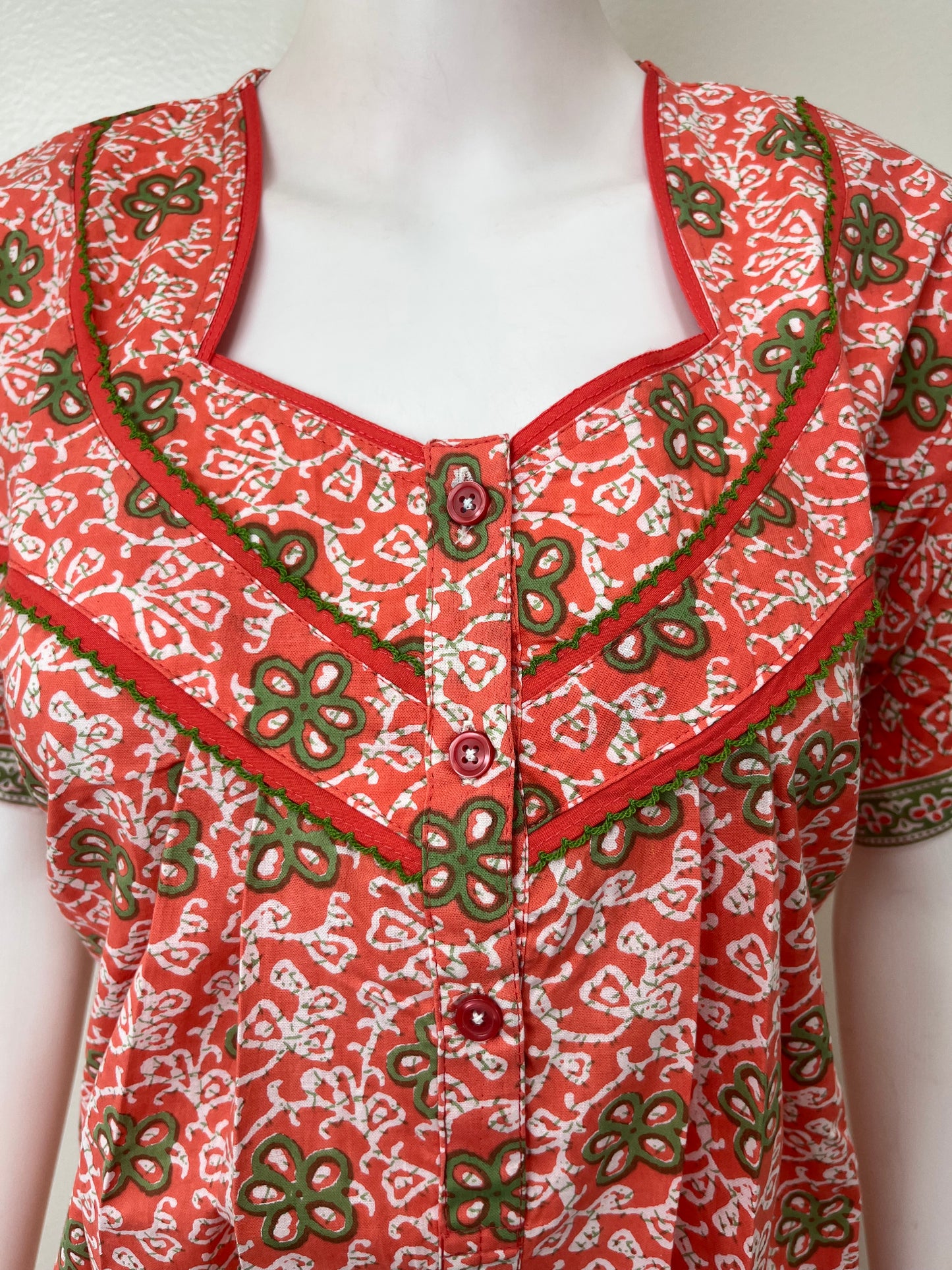 Orange Floral Pure Cotton Nighty for Women