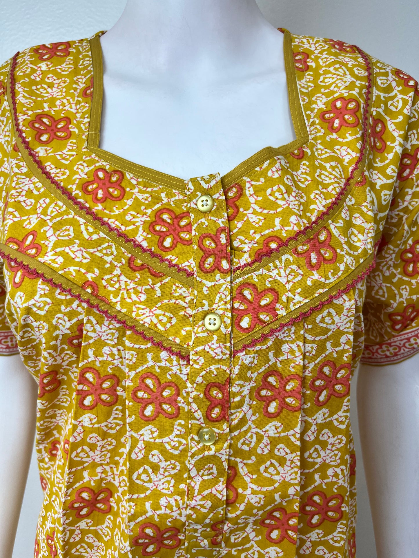 Yellow 100% Cotton Women's Nightgown