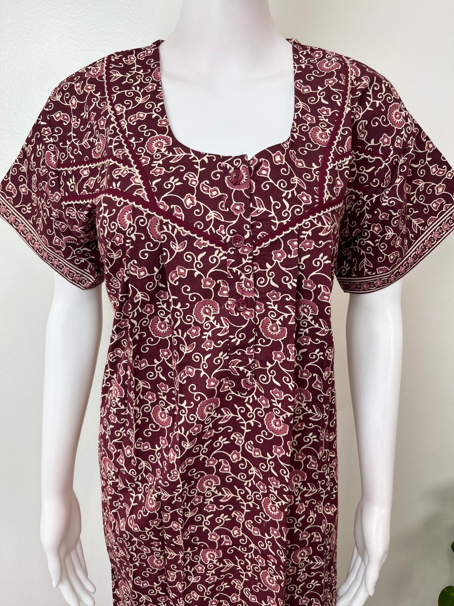 Wine Pure Cotton Nighty Soft & Comfortable