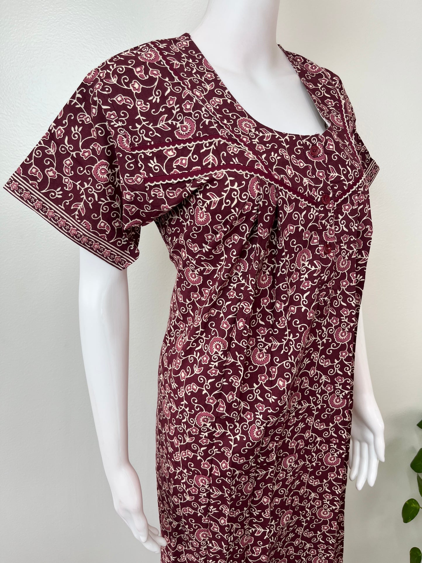 Wine Pure Cotton Nighty Soft & Comfortable