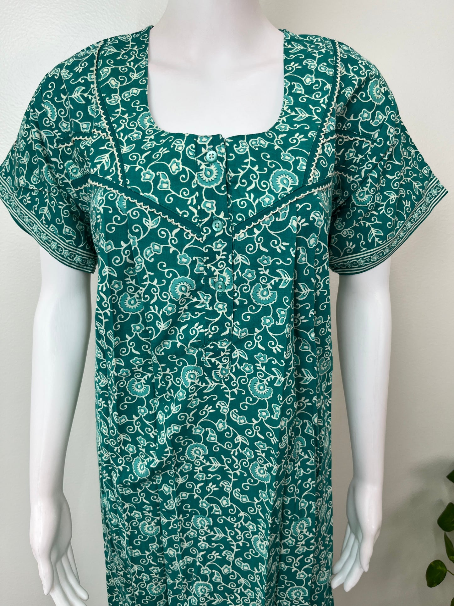 Teal Pure Cotton Women's Nightgown