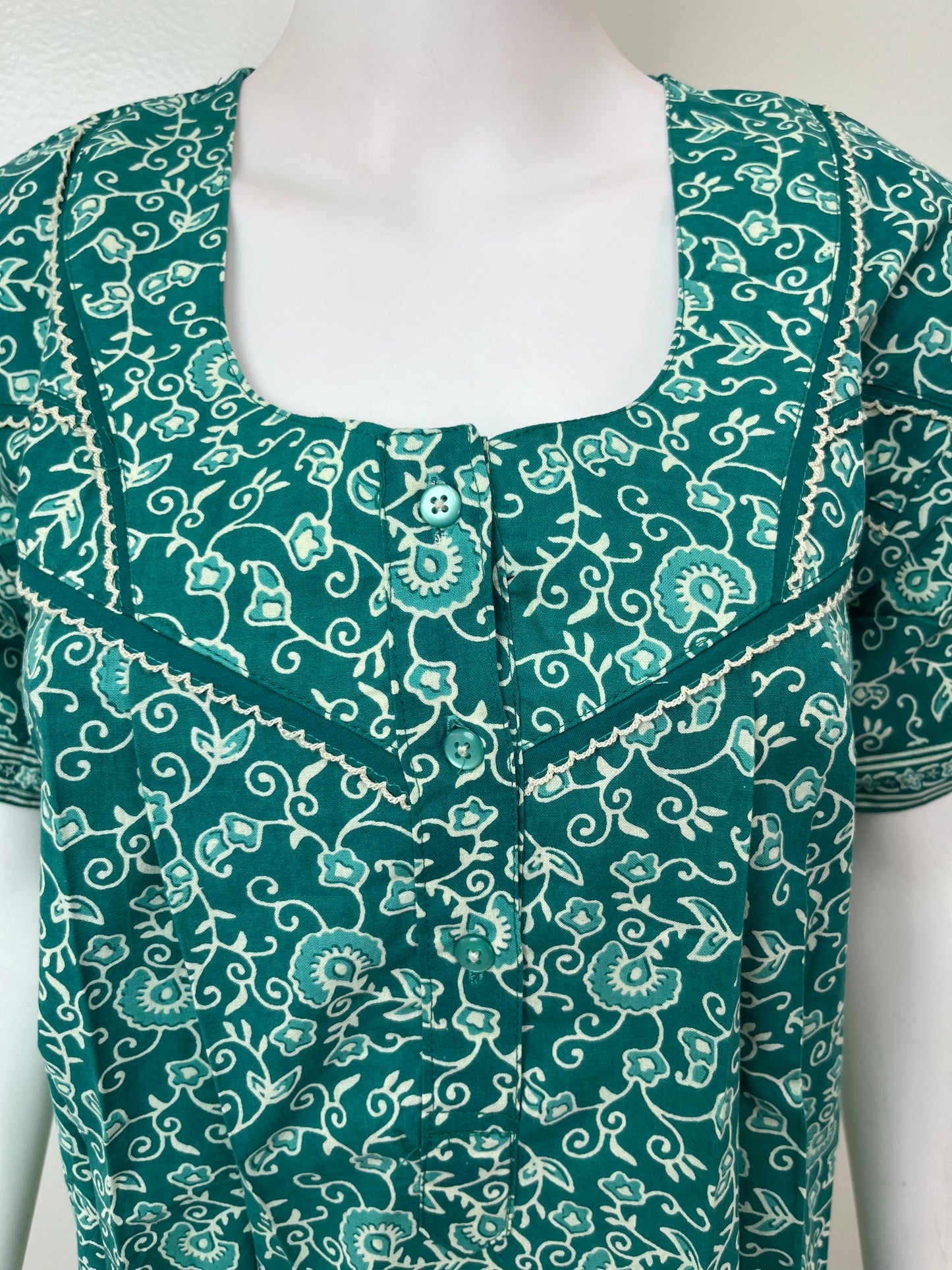 Teal Pure Cotton Women's Nightgown