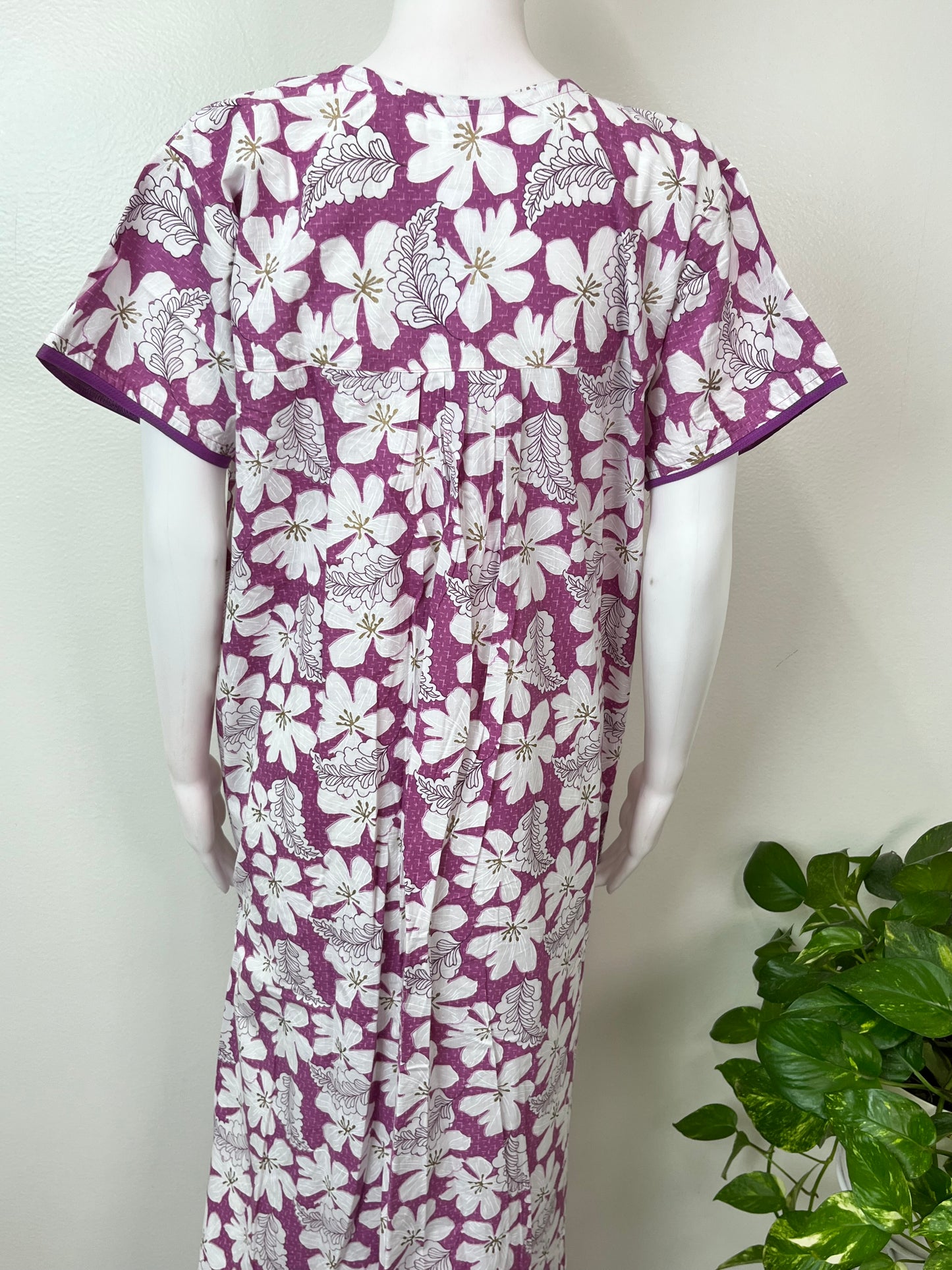 Purple Floral Printed 100% Cotton Nighty