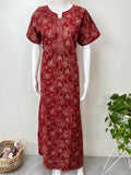 Maroon Elegant Embroidered 100% Cotton Nighty