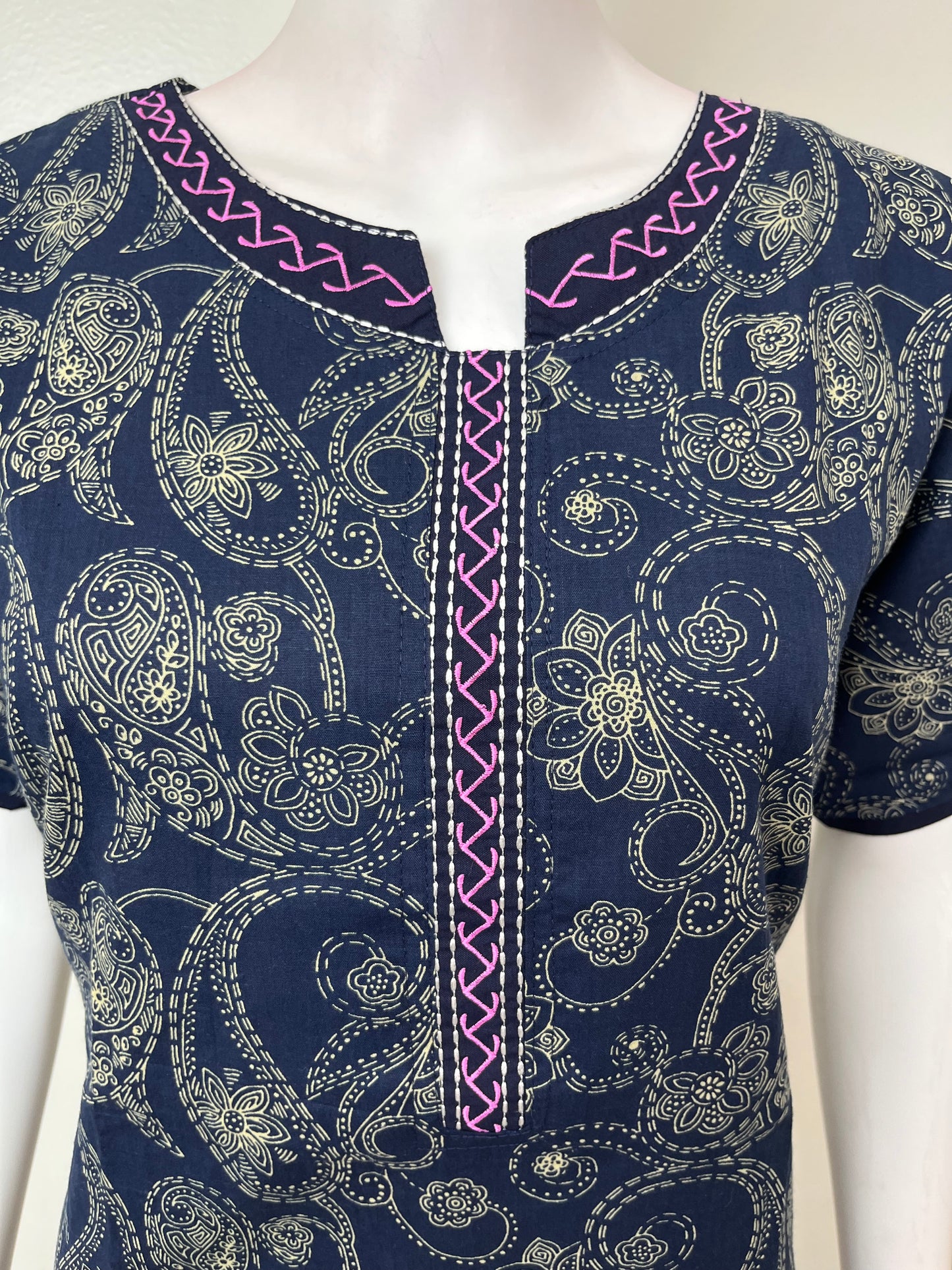 Navy Blue A-Line Pure Cotton Nighty
