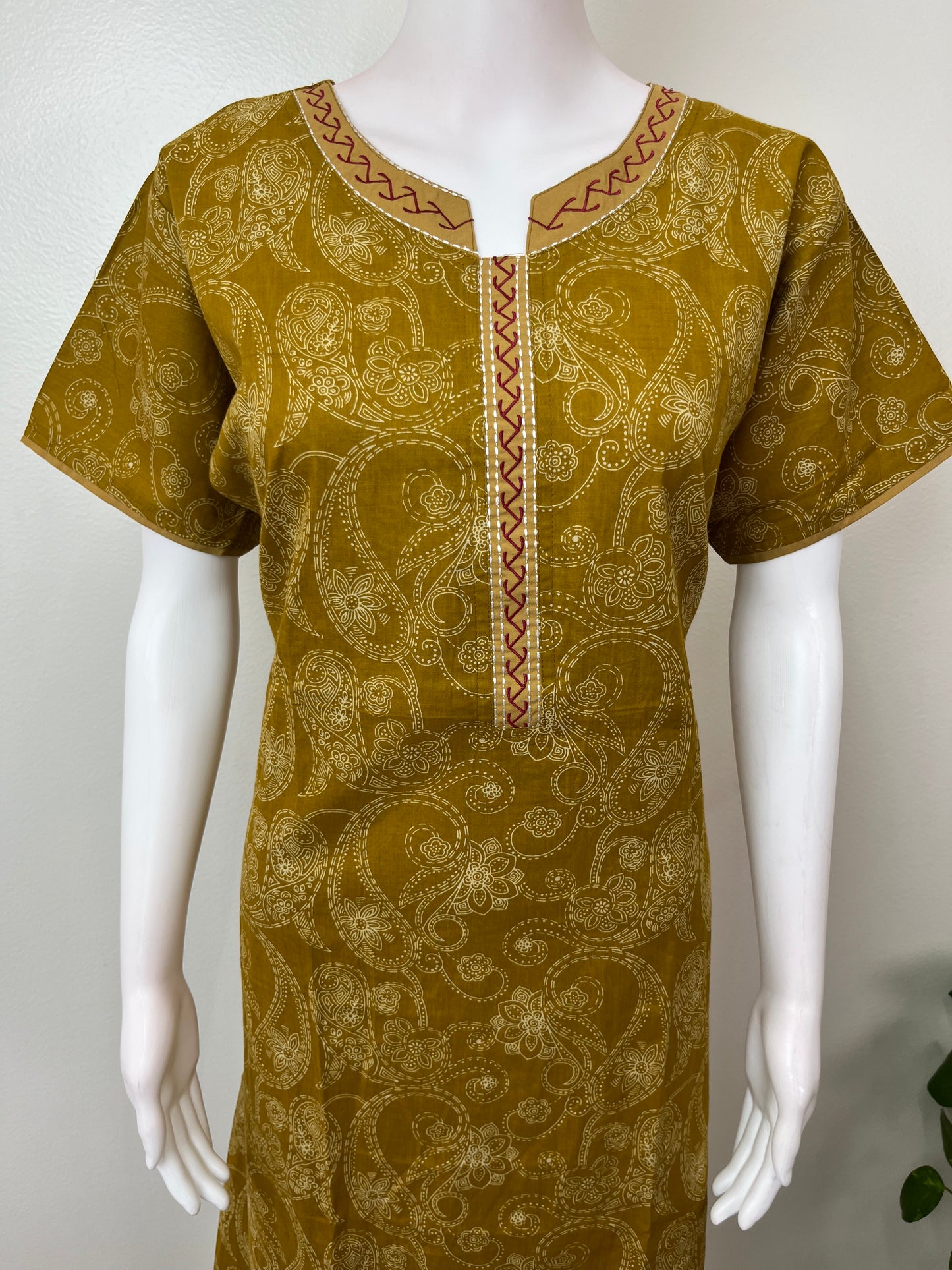 Mustard Pure Cotton Nightgown for Women