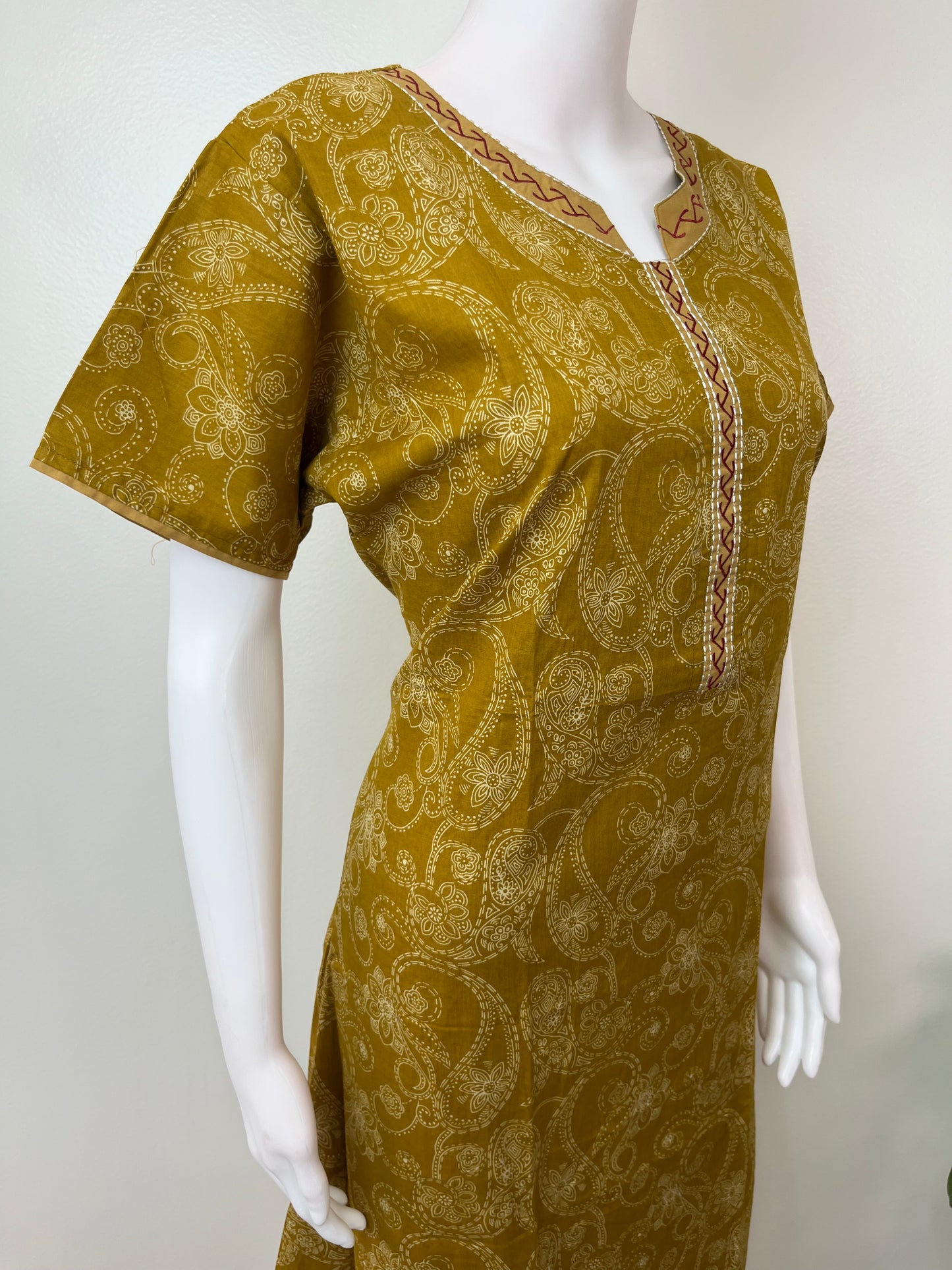 Mustard Pure Cotton Nightgown for Women