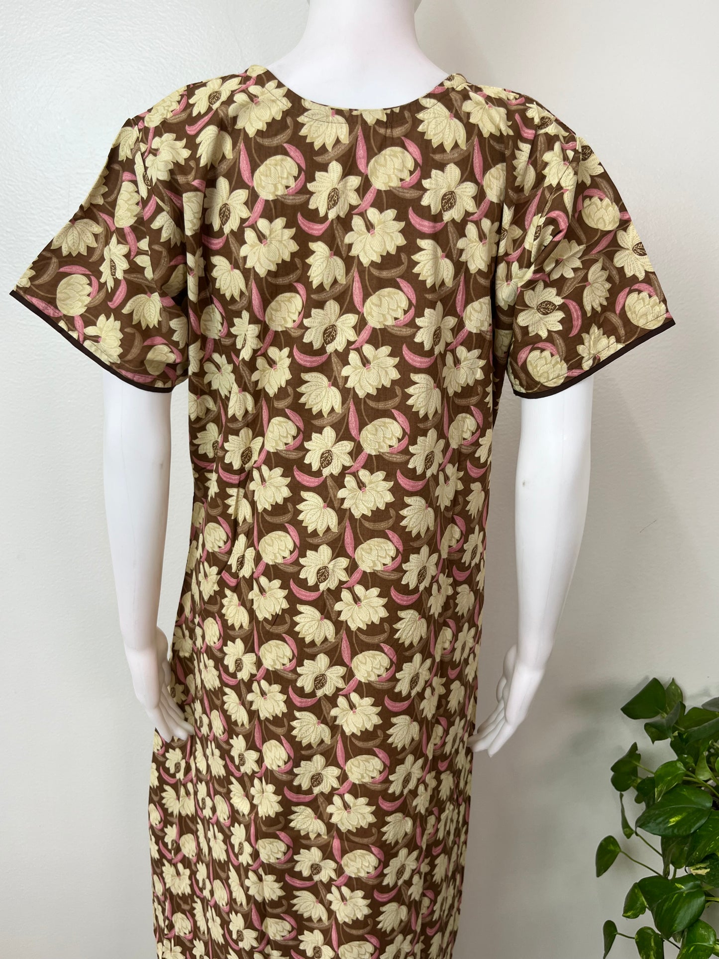 Brown A-Line Pure Cotton Nightgown