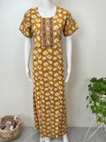 Yellow Floral Printed Pure Cotton Nightgown