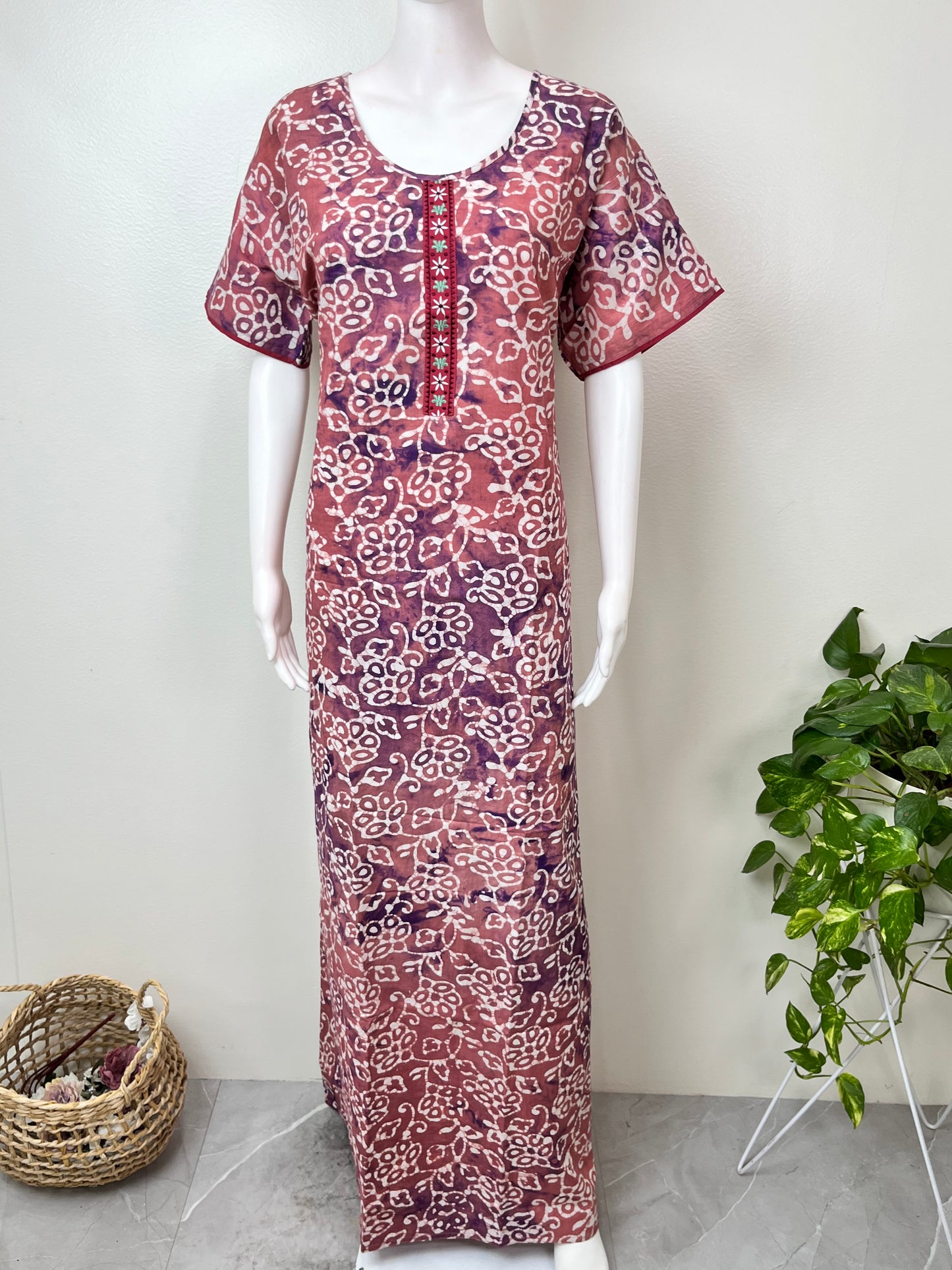 Pure Cotton Batik Print Nighty for Women