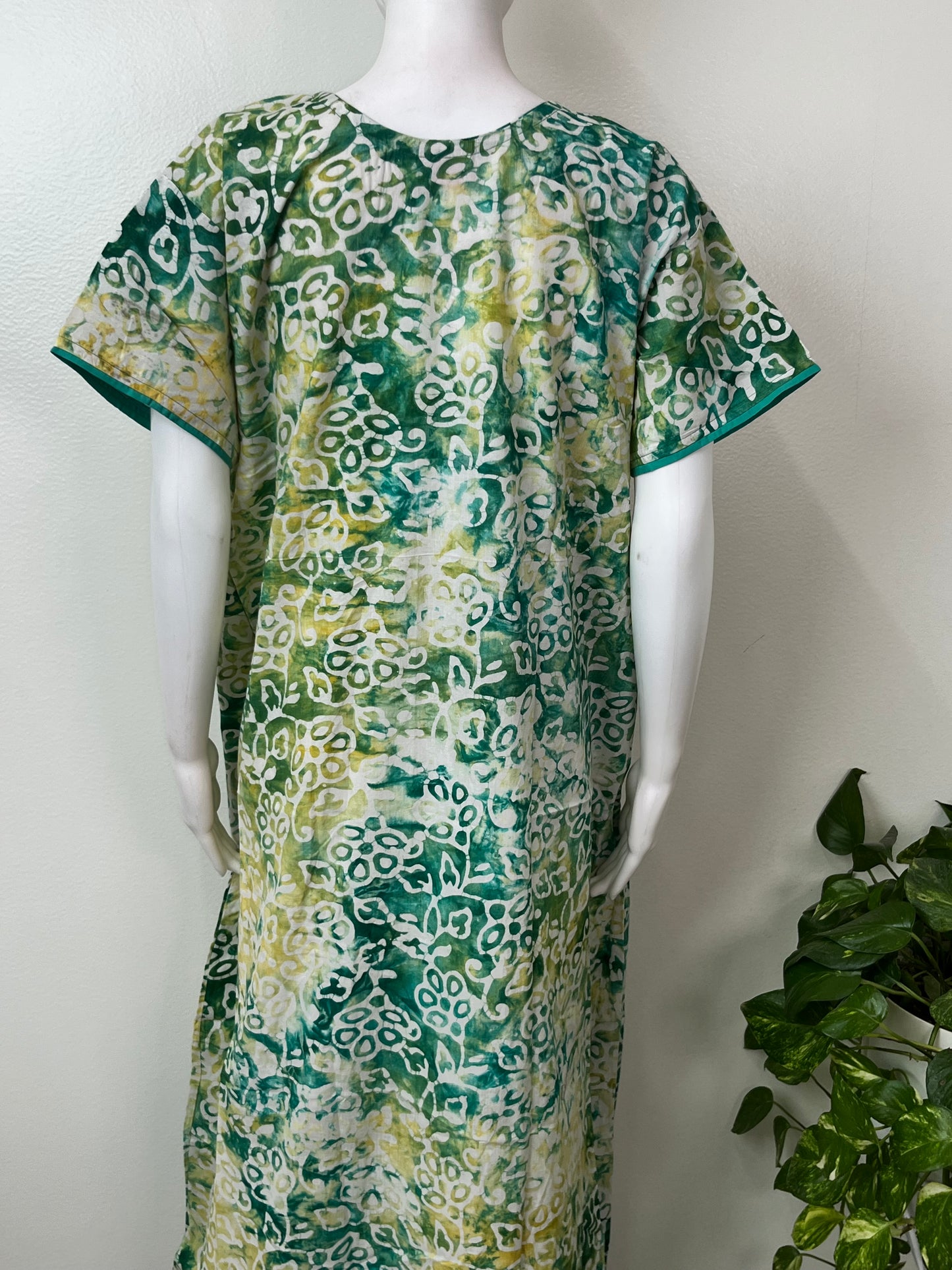 Green Batik Printed 100% Cotton Nightgown